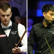 York snooker star Ashley Hugill (left) and former European Masters champion Fan Zhengyi. Picture: Richard Sellers/PA Wire and World Snooker Tour