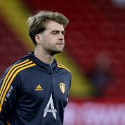 Leeds United striker Patrick Bamford inspects the pitch at Anfield. Picture: Richard Sellers/PA Wire