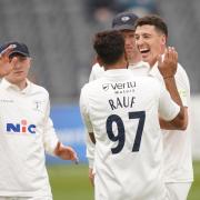 Yorkshire bowler Matthew Fisher celebrates taking a wicket. Picture: David Davies/PA Wire