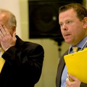 Lib Dems Steve Galloway and Andrew Waller realise they are about to lose power as the votes are counted in the City of York Council elections