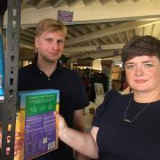 Adam Raffell and Cllr Katie Lomas at York Foodbank