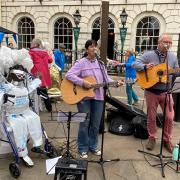 Dancing - and singing - with eco angels in York's St Helen's Square
