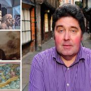 Local author Paul Chrystal and some of the objects and people featured in his new book about York