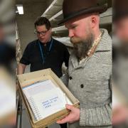 The time capsule being given to the Borthwick Institute for Archives at the University of York for safekeeping