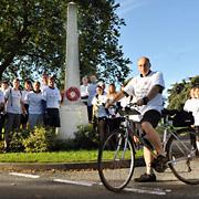 Chris Hart leading a charity bike ride at Poppleton in memory of his son, David