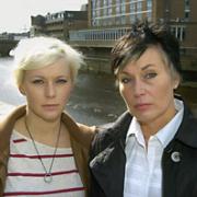 Richard Horrocks’ sister, Abbi, and his mother, Vicki, at the spot where he tried to swim across the Ouse and was drowned