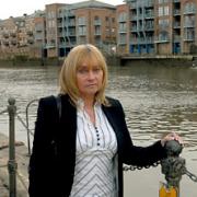 Joanne Wigmore at the spot where her son, Jonathan was last seen