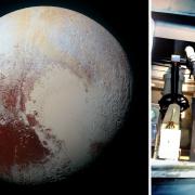 Main image: Pluto, photographed by NASA's New Horizons probe. Right, Martin Lunn with the Cooke telescope at York Observatory