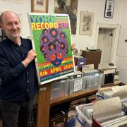 York Record Fair returns to York Racecourse in April, pictured, organiser, John Cox in his shop Pitch 22 in Fishergate