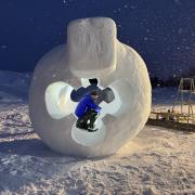 Martin Sharp, Sarah Sharp, and Justin Scott's snow sculpture at the 21st International Snow Sculpting Competition Japan Cup 2024. Picture: SWNS
