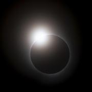 The diamond ring effect as the moon partially covered the sun during a total solar eclipse seen from Progressive Field in Cleveland on Monday
