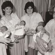 27 December 1983.  Chritmas Day babies and mothers at York Disctrict Hospital maternity unit.  From the left Deborah Burns with Michael, Wendy Cunningham with Paul, Sandra Gallagher with David and Caroline Comito with her baby boy who has yet to be