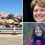 Cllr Jenny Kent (bottom right) and Cllr Paula Widdowson (top right) as York’s Liberal Democrat and Labour councillors clash over the changes at recycling centres