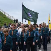 Scouts taking part in the 2023 St George's Day Parade in York