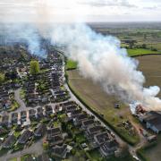 The Dunnington barn fire from the air