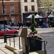 Filming outside The Grand Hotel in Station Rise