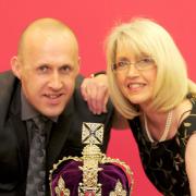 Richard Cummings, manager, and Jackie Ivison with the replica crown on show at The Little Diamond Shop on Lendal, York