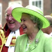 The Queen shares a joke with the then Dean of York the Very Rev Raymond Furnell