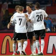 Mario Gomez (centre) has matched Alan Dzagoev's haul of three goals at Euro 2012