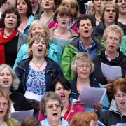 Singers take part in Ebor Vox during the York 800 celebrations on Monday