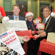 At the Christmas Cheer fundraising launch are, from left, Graham Bradbury, Mark Granger, Duncan Bartlett,the Lord Mayor of York, Coun Keith Hyman, and Anne Platt