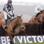 Cape Tribulation, ridden by Denis O’Regan, is pictured right, coming from behind to beat Imperial Commander, left, in the Argento Chase at Cheltenham earlier this year