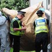 Police forensic officers at work today at the house in Burnholme Grove.
