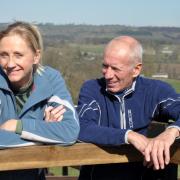 Former jockey George Duffield, right, with wife and trainer Ann Duffield at their Constable Burton base