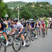Chris Froome (centre) and Team Sky, with Mark Cavendish (second left) climb into Grasse during Stage Five of the 2013 Tour de France between Cagnes-sur-Mer and Marseille.
