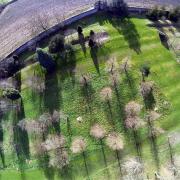 Castle Howard Arboretum - aerial view, southern side with boundary wall. Photo taken using aerial drone by Stockholm Environment Institute, University of York