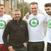 : Derek Stainthorpe with (from left) Liam Broadhead, Sam Harrison and Derek’s son Connor Stainthorpe who will be running the Yorkshire Marathon for the Great North Air Ambulance Service