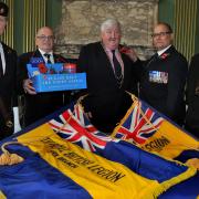 From left, standard bearer Ernest Sawdon, Bob Burrows, the Lord Mayor of York Cllr Ian Gillies, Mark Hogan, and standard bearer Marie Taylor, to help launch this years Poppy Appeal