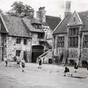 27 June 1947 Children from the Yorkshire School for the Blind enjoy a game of cricket at King's Manor with the help of a rattling ball and the whistle of the umpire.YEP PIC (11714646)