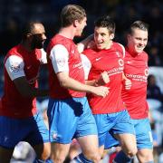 ROAD WARRIORS: York City celebrate a 1-0 win over Portsmouth last March