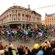 Riders race through the centre of York during last year’s Tour de France Grand Depart