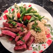 Weeping tiger steaks with a spicy Thai salad
