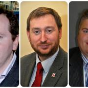 From left; Liberal Democrat leader Keith Aspden, Labour leader Dafydd Williams, Conservative leader Chris Steward