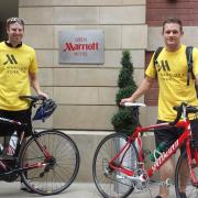 Chris Holmes and Alex Bates, who are to cycle from Lands End to John O’Groats to raise money for Macmillan Cancer Support and The Prince’s Trust
