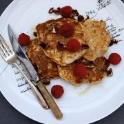 Pear and toasted pecan pancakes