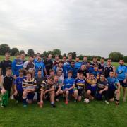 Knights players mingle with lads from New Earswick All Blacks under-14s