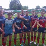 York City Knights players displaying the wristbands worn in honour of long-time fan Colin Brown