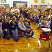 York High School head David Ellis addresses pupils and parents