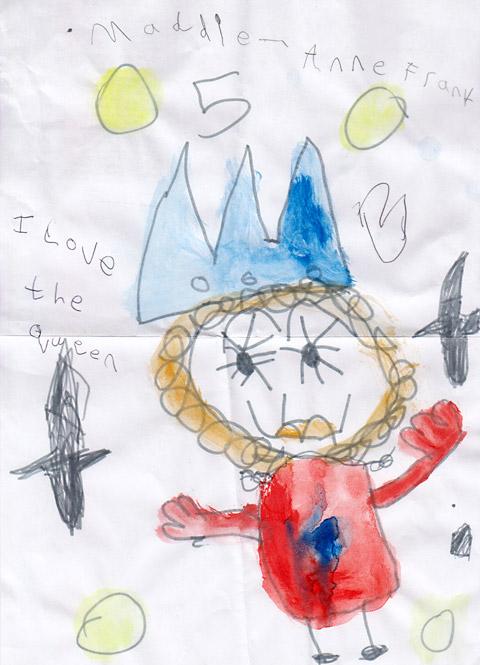 Maddie-Anne, aged five, of Monkton Road, York, a pupil at Huntington Primary School drew this picture of Her Majesty