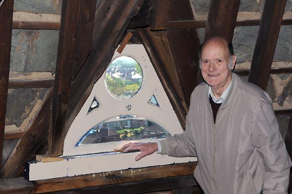 Church window restored by 80 year old DIY man