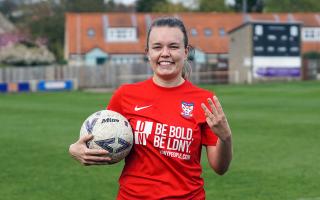 Sophie Tinson netted a sensational hat-trick to lead York City Ladies to a crucial three points. Pic: Ian Parker