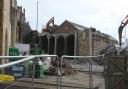 A section of Queen Street Bridge near York railway station being demolished on Saturday