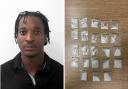 Drug dealer Donovan Tanaka Mkutchwa and drugs found in his possession (Image: North Yorkshire Police)