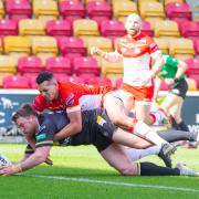 Danny Kirmond scored twice for York against Sheffield Eagles this afternoon before being controversially sent off.