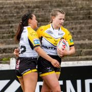 Emma Kershaw (right) scored a quartet of tries as York Valkyrie claimed a 28-8 victory against a resilient Barrow Raiders.