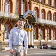 Keane Duncan outside Scarborough's Grand Hotel which he has pledged to buy and renovate